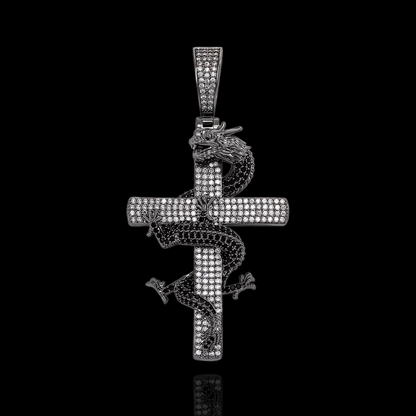 Black Dragon Cross Pendant