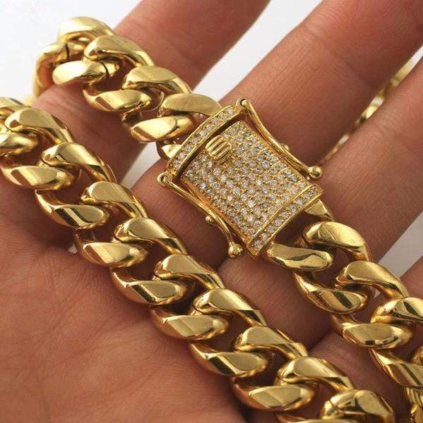 12mm Gold Plated Iced-Lock Cuban Bracelet