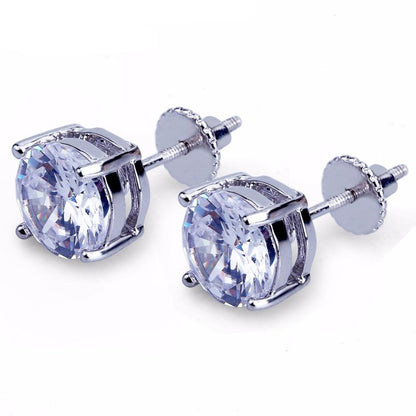 8mm Silveplated CZ Oorbellen - ICED OUT