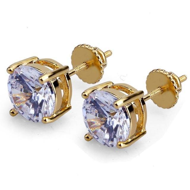 8mm Goldplated CZ Oorbellen - ICED OUT