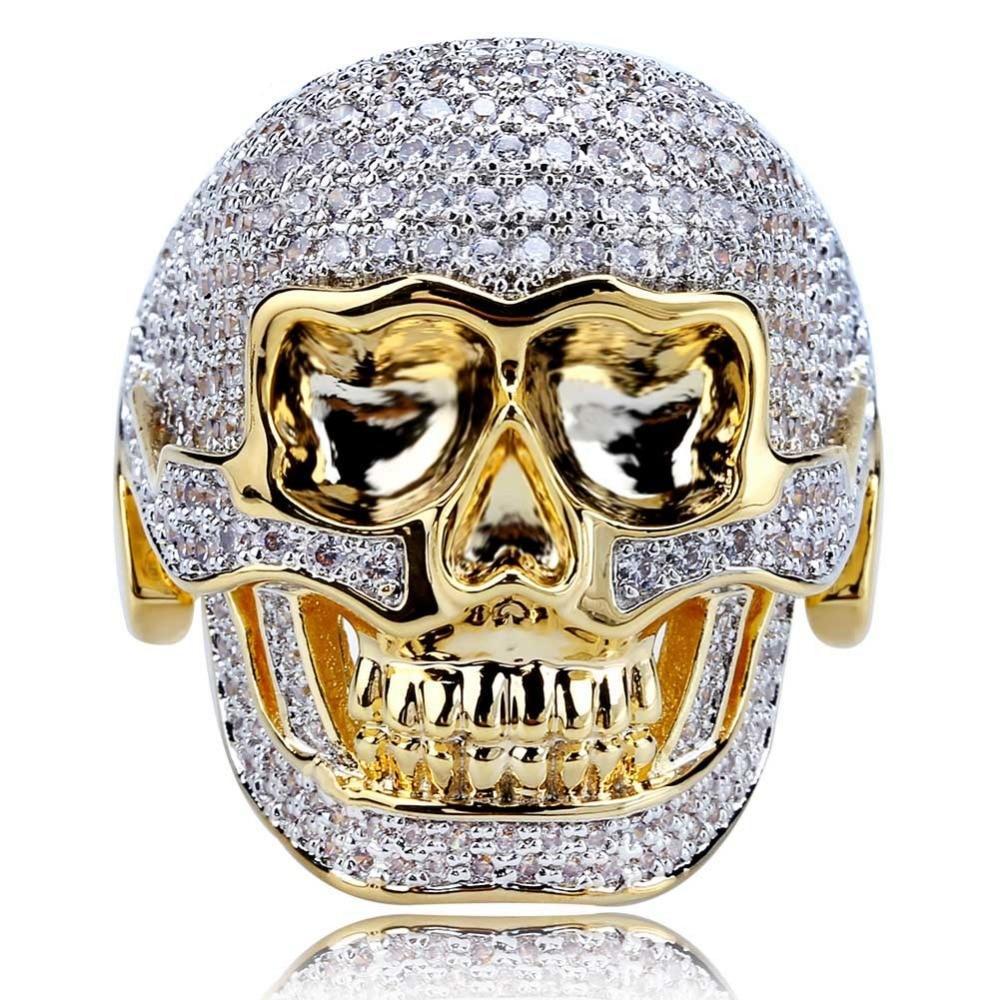 Iced Out Biker Skull Ring - ICED OUT