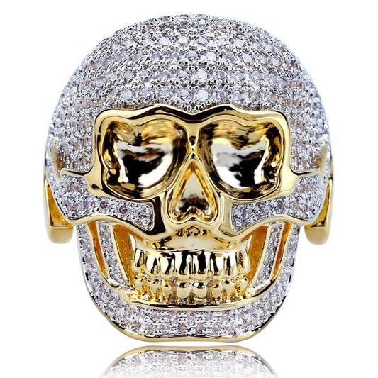 Iced Out Biker Skull Ring - ICED OUT