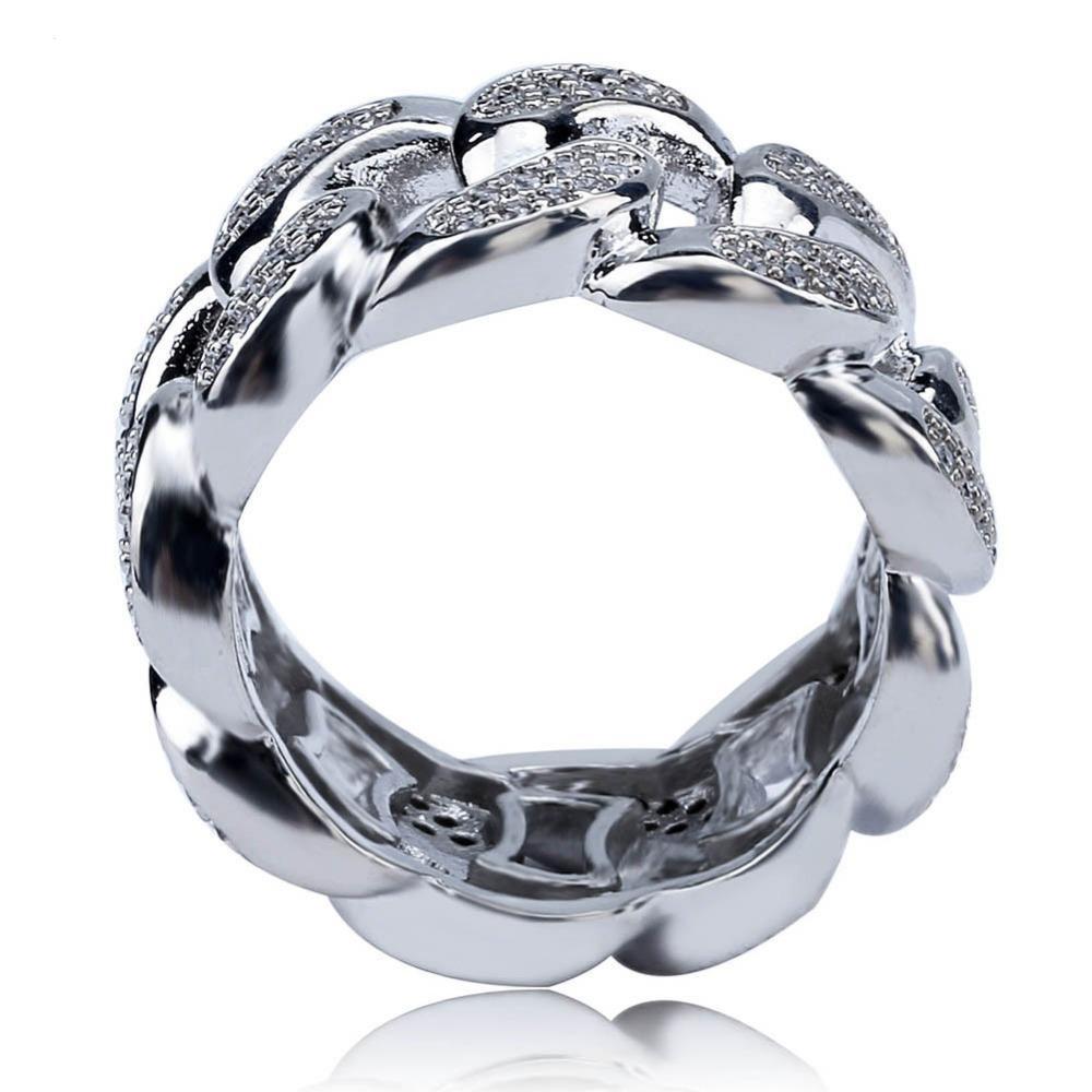 13mm Silverplated Miami Cuban Ring - ICED OUT