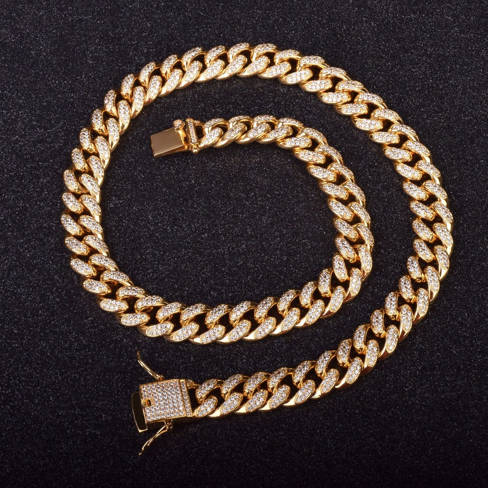 12mm Goldplated Miami Cuban Ketting - ICED OUT