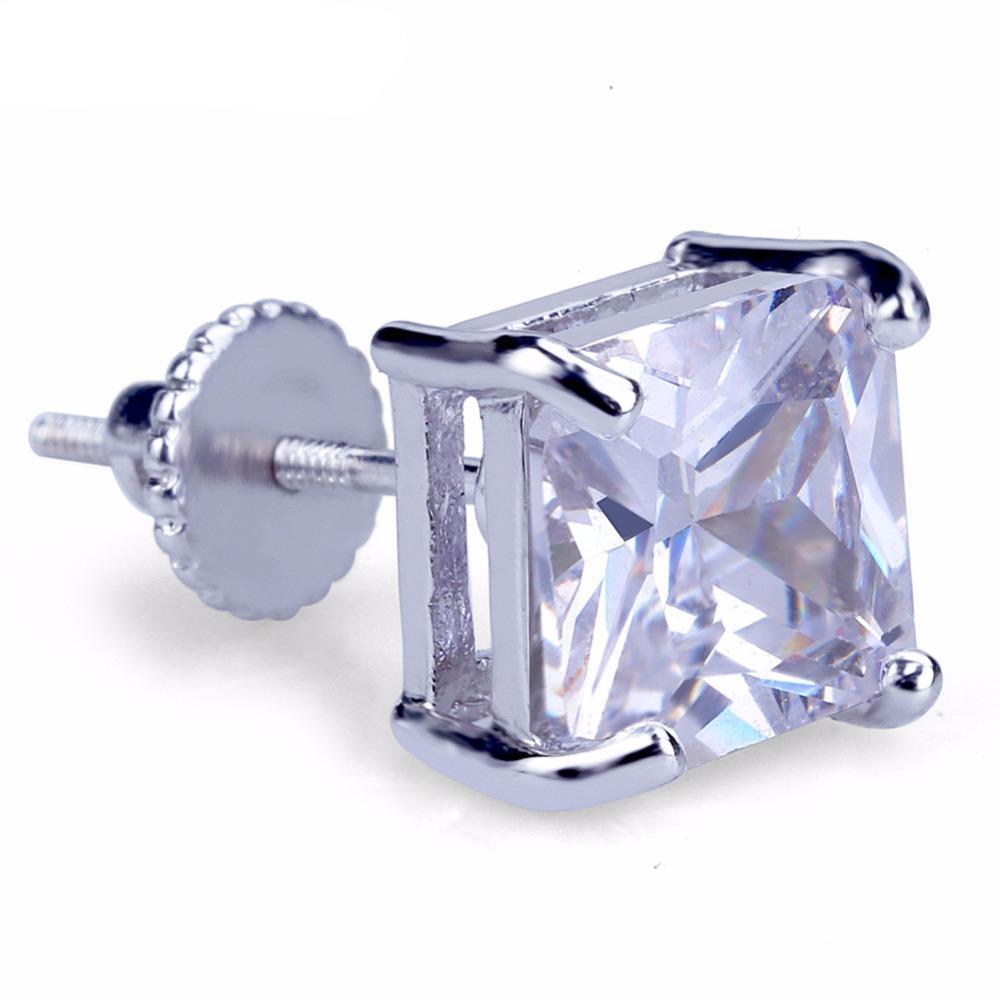 8mm Silveplated Princess Cut Oorbellen - ICED OUT