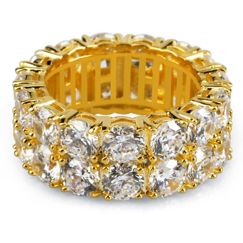Dubbele Rij Iced Out Diamanten Ring - ICED OUT